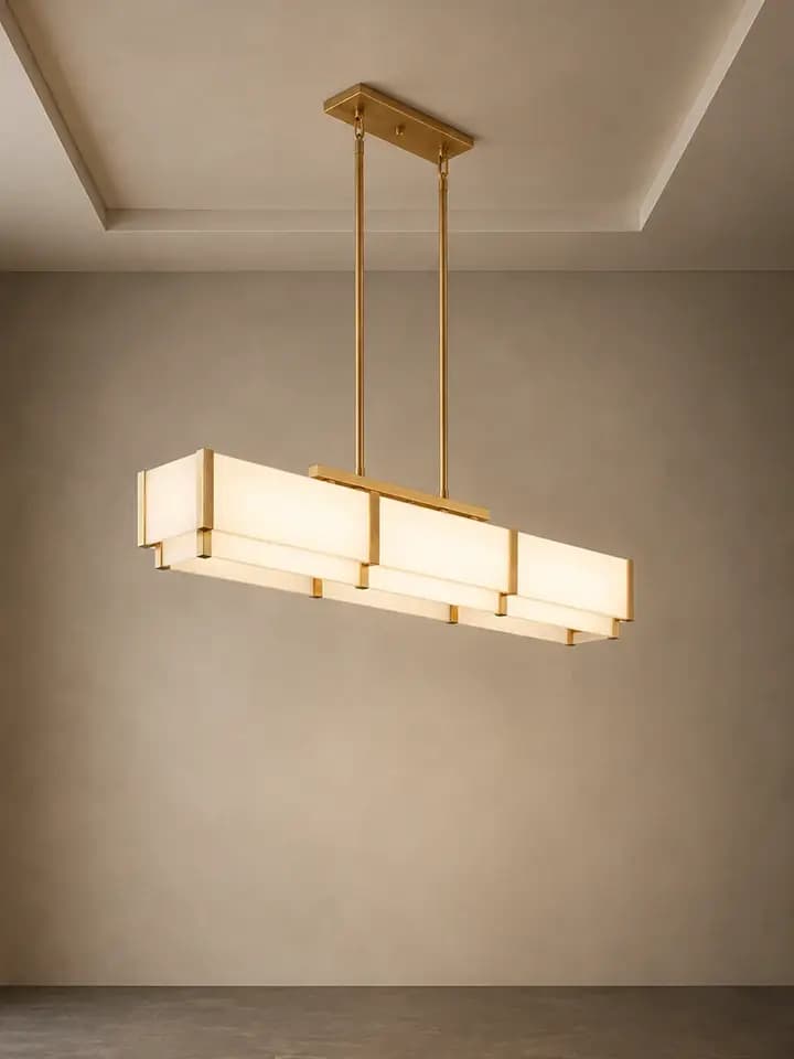 Belmira Mermer Sarkıt 20 X 120 X 80 CM - pirinç iskelet içinde mermer panellerden oluşan dikdörtgen kesitli lineer sarkıt