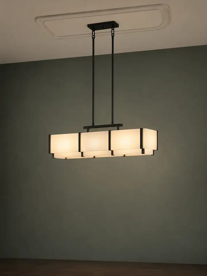 Heliora Mermer Sarkıt Siyah 20 X 120 X 80 CM - siyah metal çerçeve içinde yan yana dizilen mermer panelli lineer sarkıt